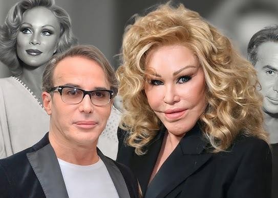 Jocelyn Wildenstein w luksusowej stylizacji, prezentująca swój charakterystyczny wygląd po operacjach plastycznych, w opulentnym otoczeniu.